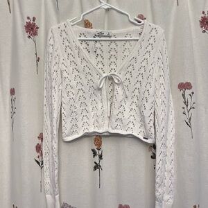 Hollister White Knit Tie-Front Cardigan
